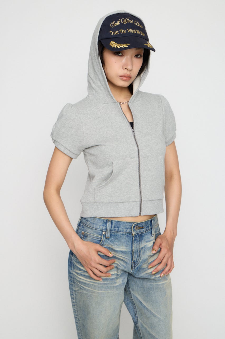 PUFF SLEEVE ZIP トップス GRY FREE