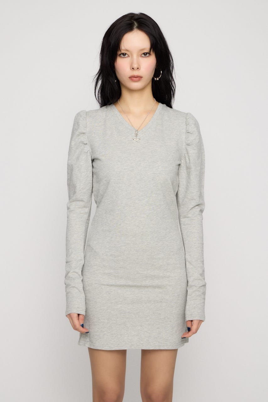 PUFF SLEEVE CUT ミニワンピース GRY M