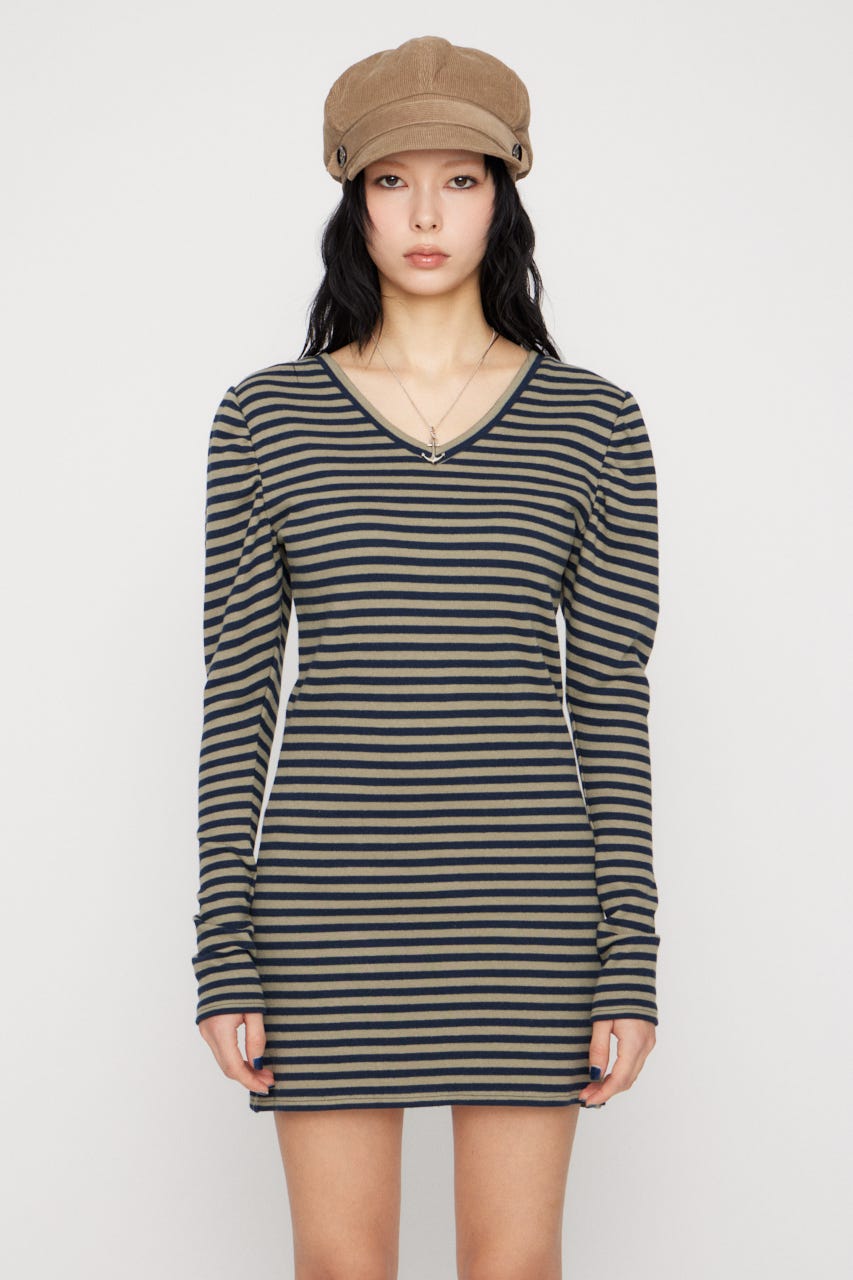 PUFF SLEEVE CUT ミニワンピース M/NVY M