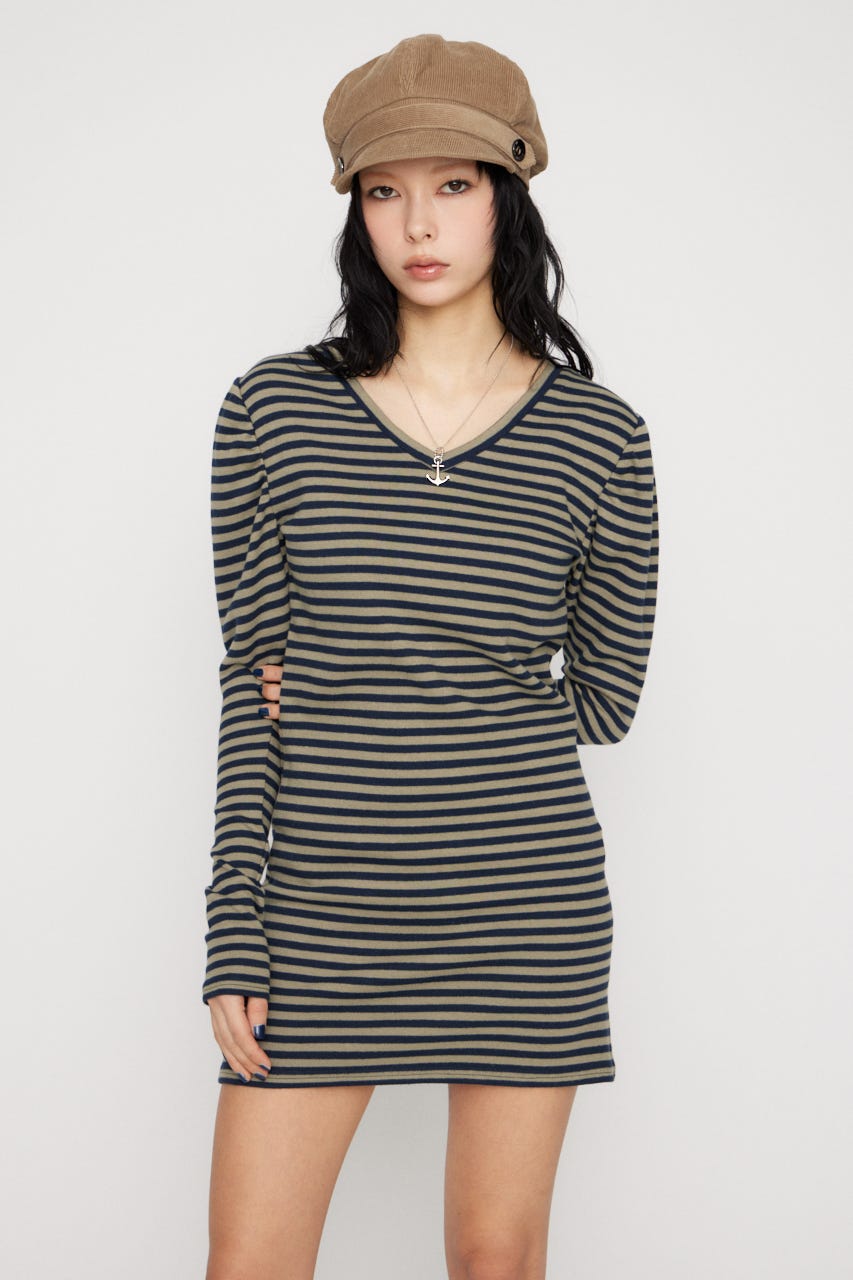 PUFF SLEEVE CUT ミニワンピース M/NVY M