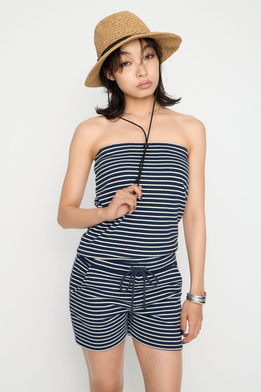 【SET PRICE対象】BORDER BARE ロンパース NVY S