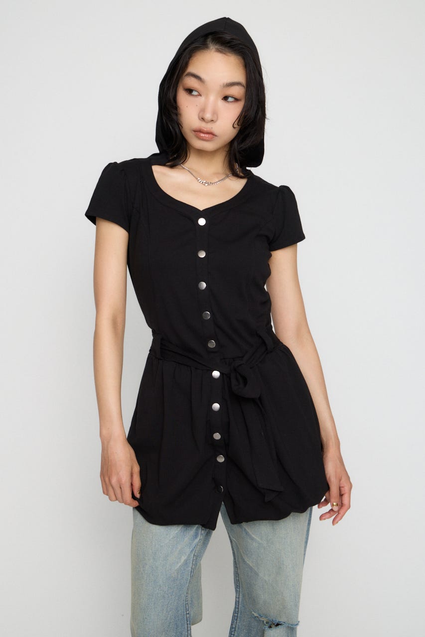 PUFF SLEEVE BALLOON ミニワンピース BLK M