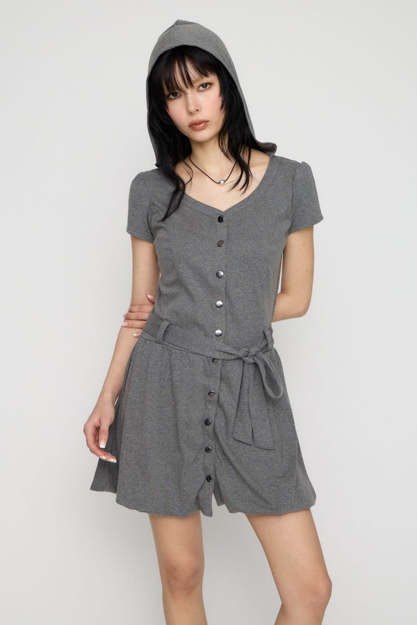 PUFF SLEEVE BALLOON ミニワンピース T.GRY S