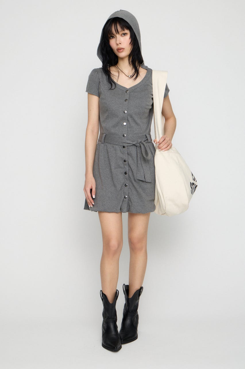 PUFF SLEEVE BALLOON ミニワンピース T.GRY S