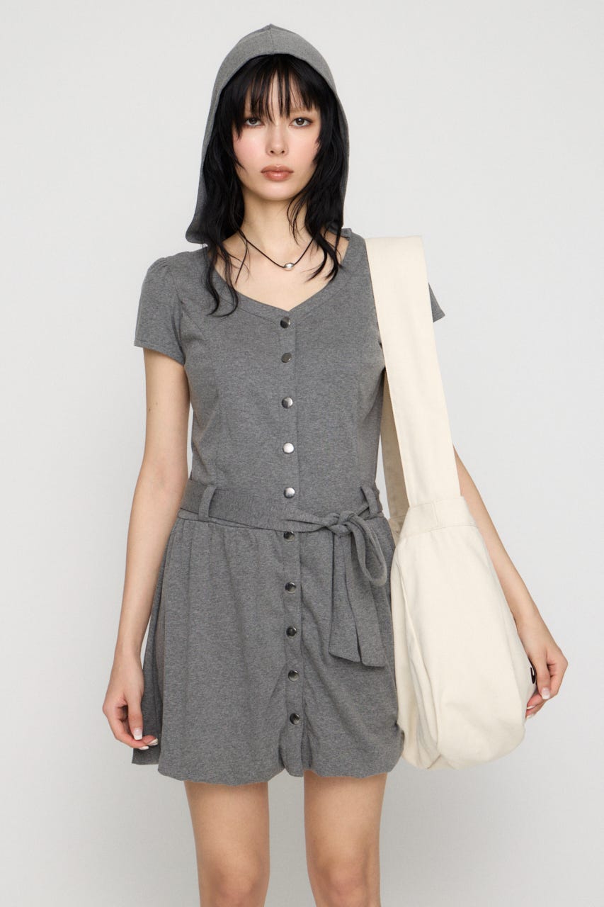 PUFF SLEEVE BALLOON ミニワンピース T.GRY S
