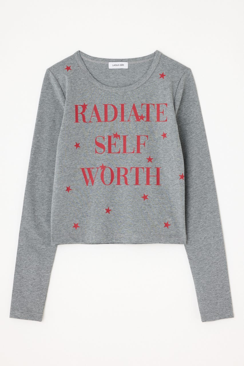 STAR LETTERING PRINT トップス GRY FREE
