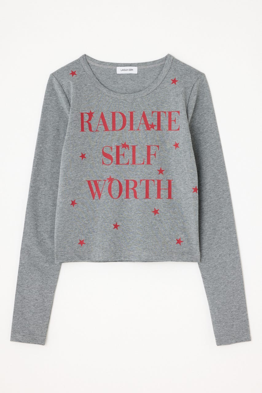 STAR LETTERING PRINT トップス GRY FREE