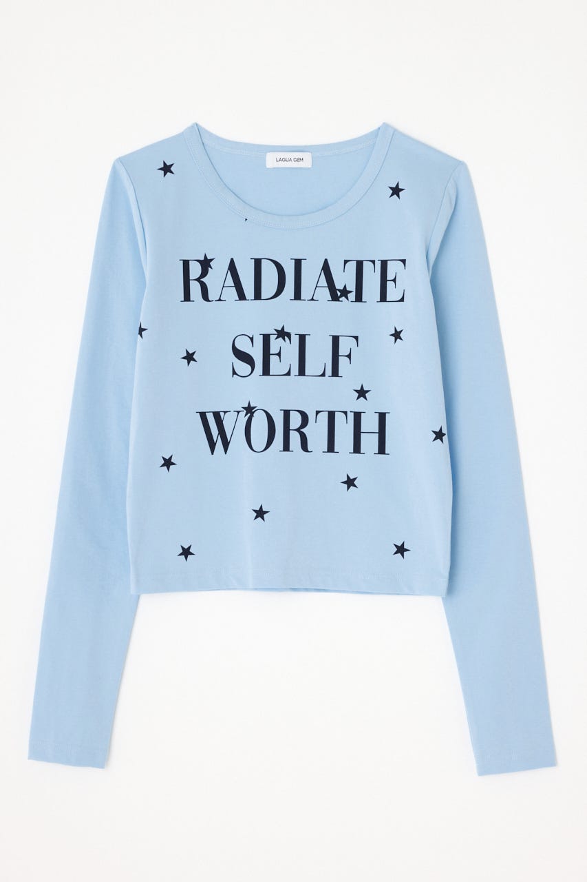 STAR LETTERING PRINT トップス L/BLU FREE