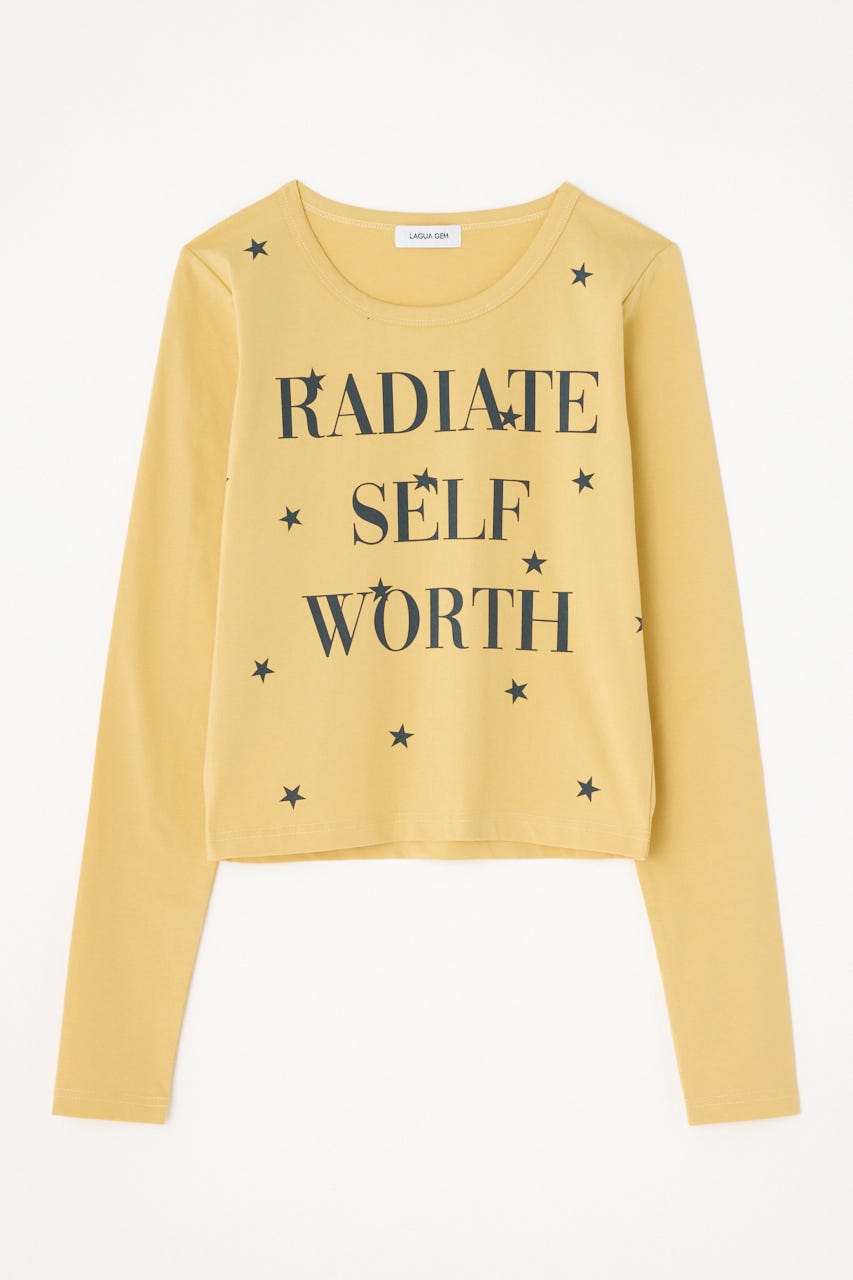 STAR LETTERING PRINT トップス L/YEL FREE