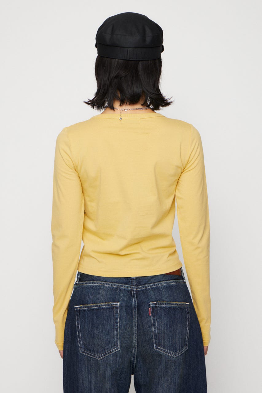 STAR LETTERING PRINT トップス L/YEL FREE