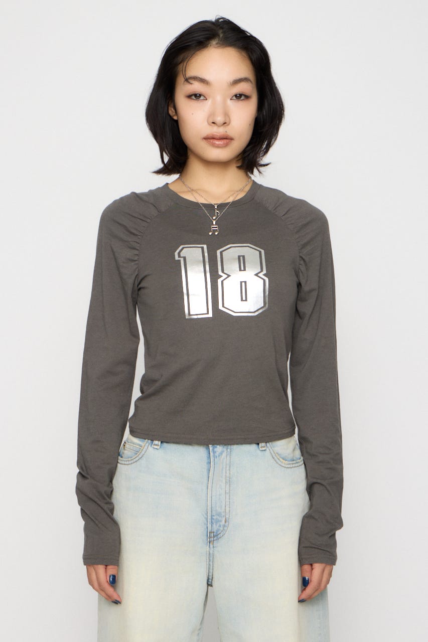 PUFF SLEEVE NUMBER トップス C.GRY FREE