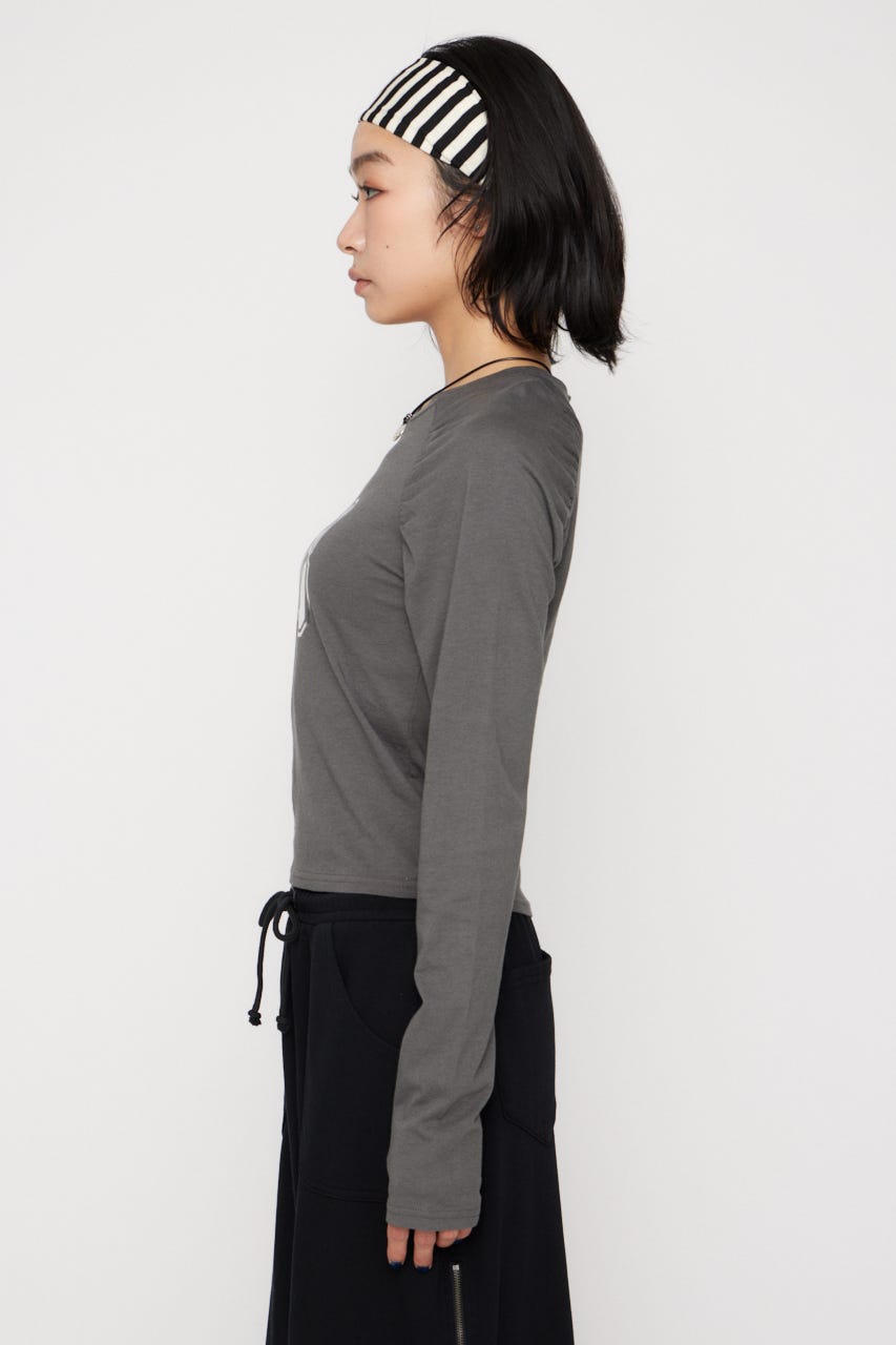 PUFF SLEEVE NUMBER トップス C.GRY FREE