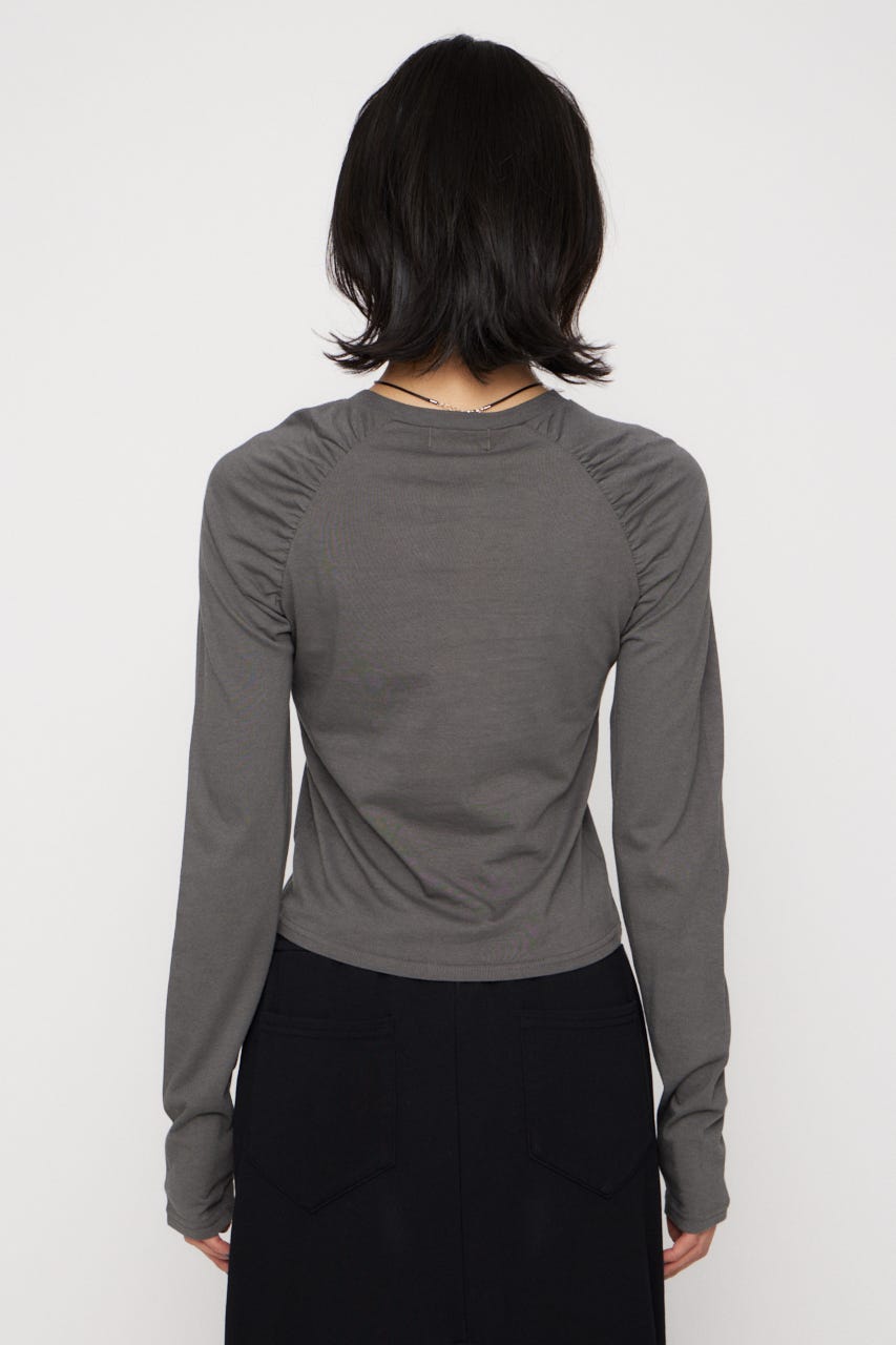 PUFF SLEEVE NUMBER トップス C.GRY FREE