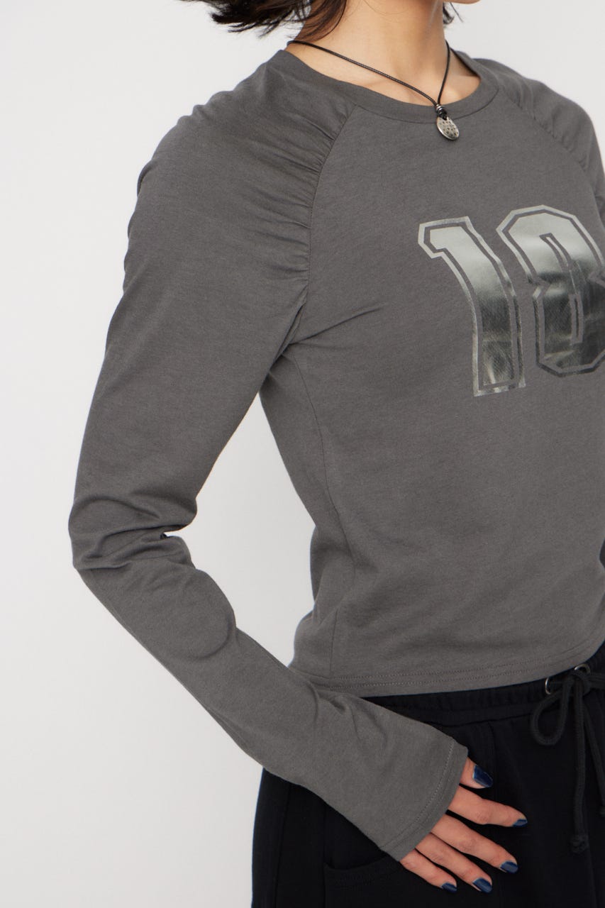 PUFF SLEEVE NUMBER トップス C.GRY FREE