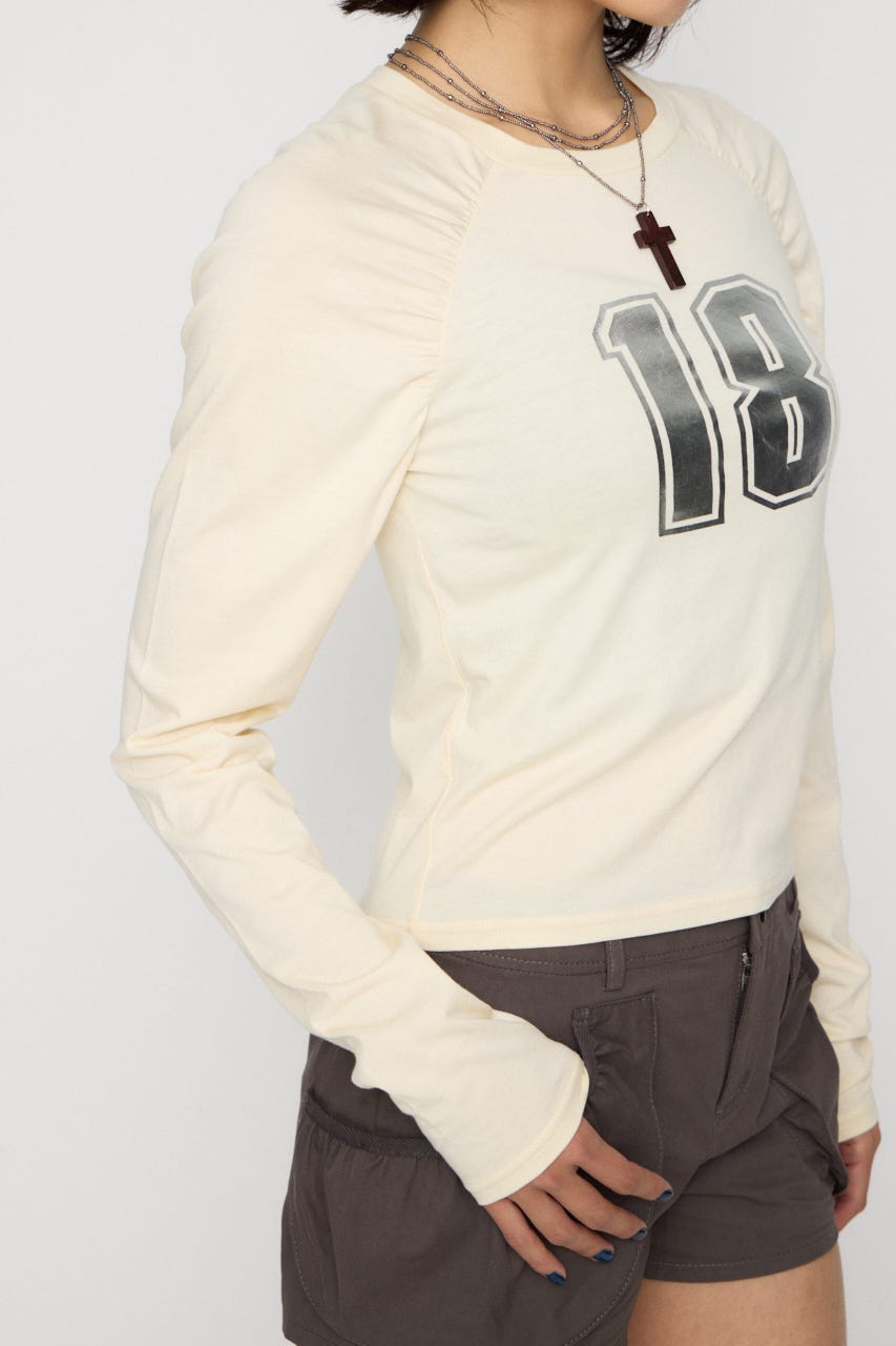 PUFF SLEEVE NUMBER トップス IVOY FREE