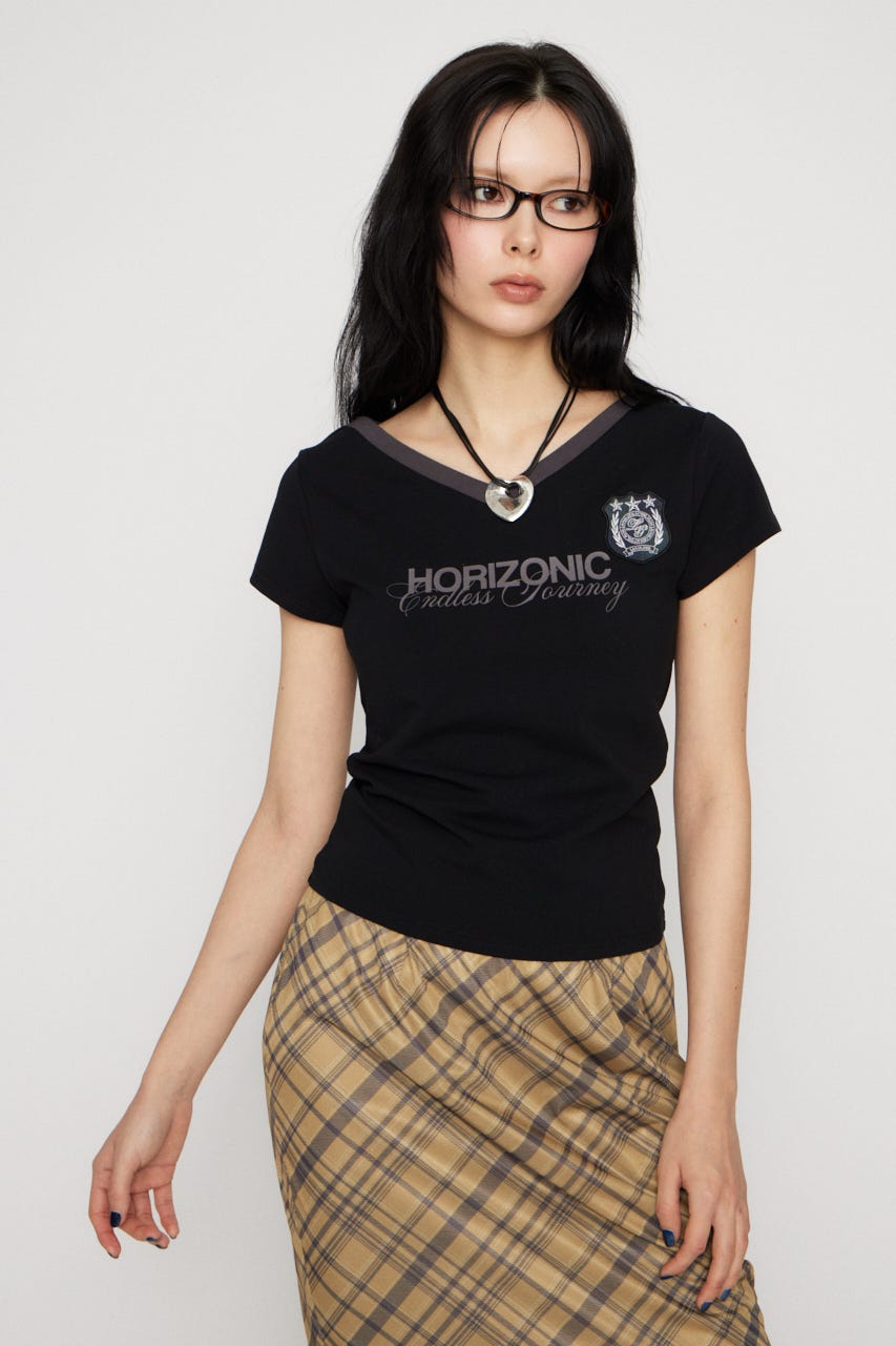 WAPPEN PRINT CUT トップス BLK FREE