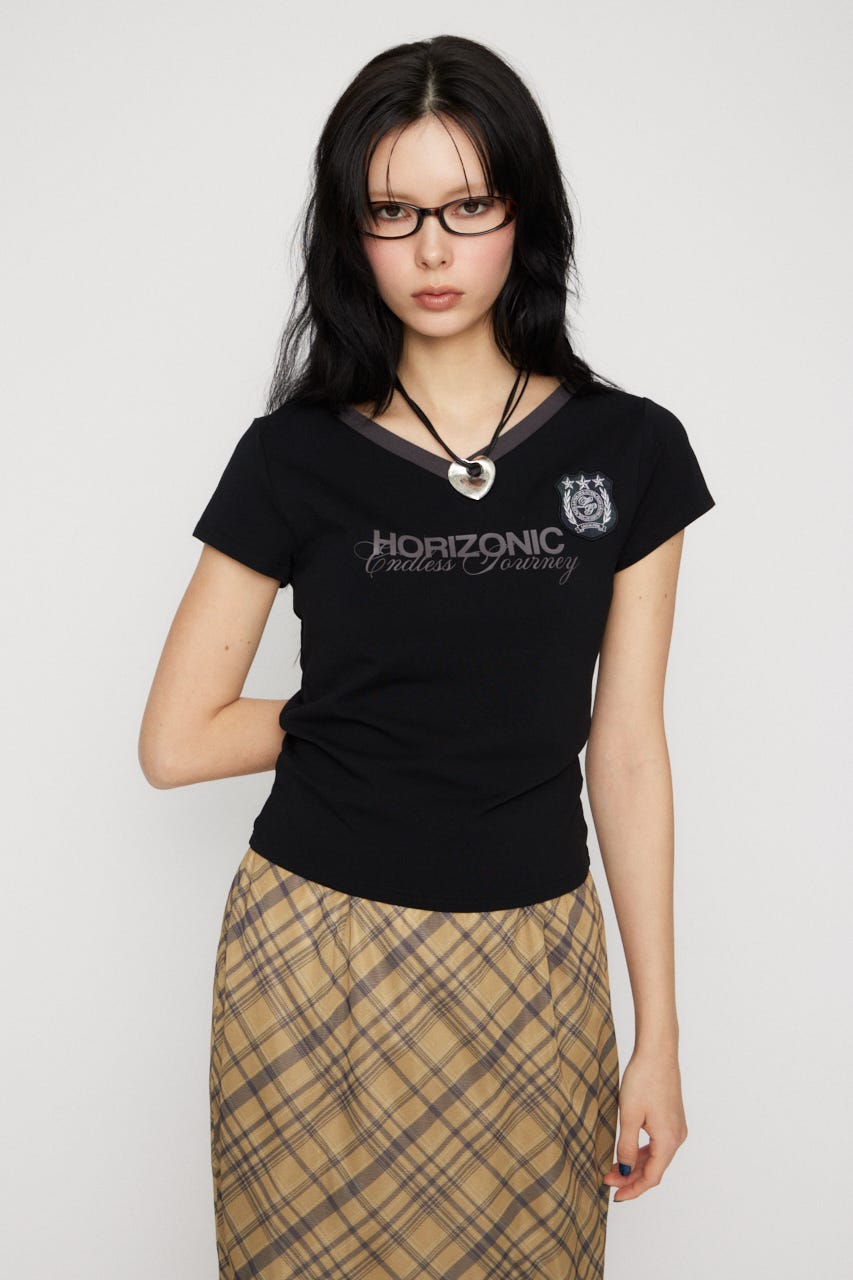 WAPPEN PRINT CUT トップス BLK FREE