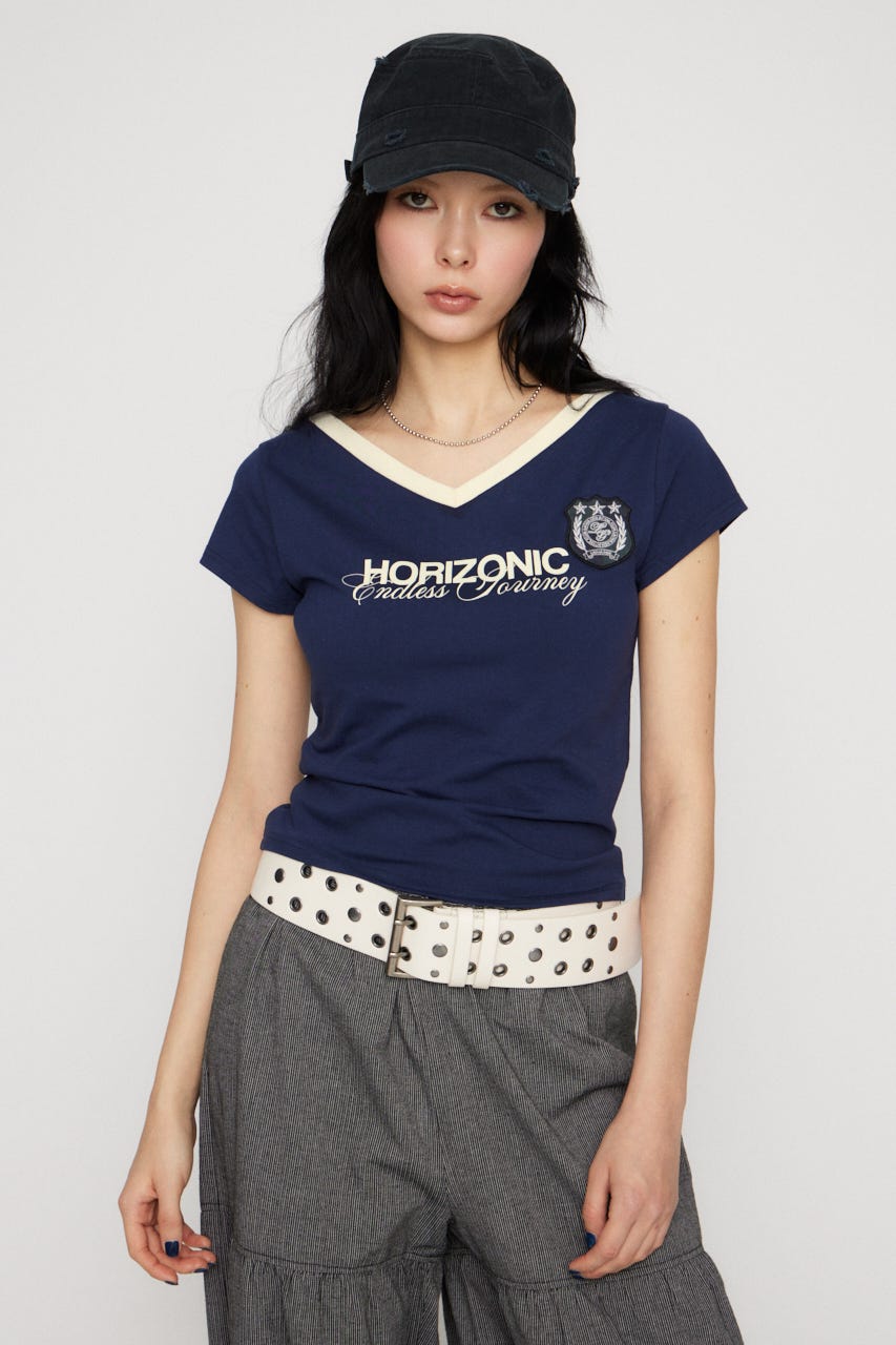 WAPPEN PRINT CUT トップス NVY FREE