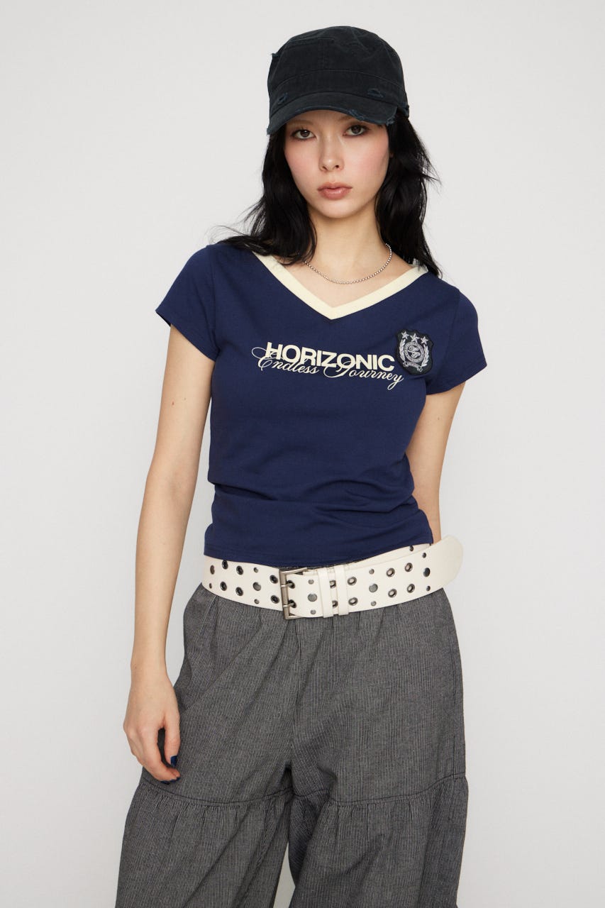 WAPPEN PRINT CUT トップス NVY FREE