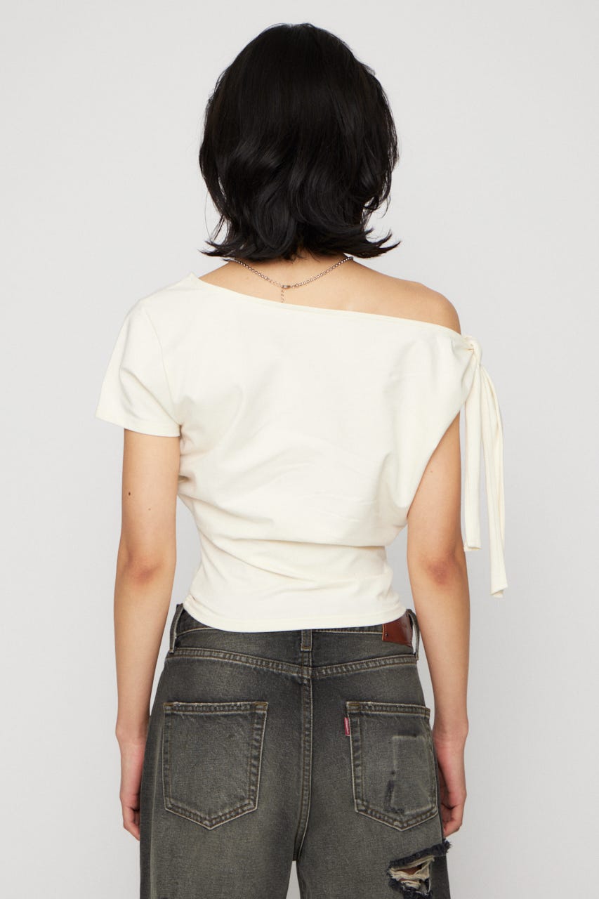 SHOULDER RIBBON PRINT トップス IVOY FREE