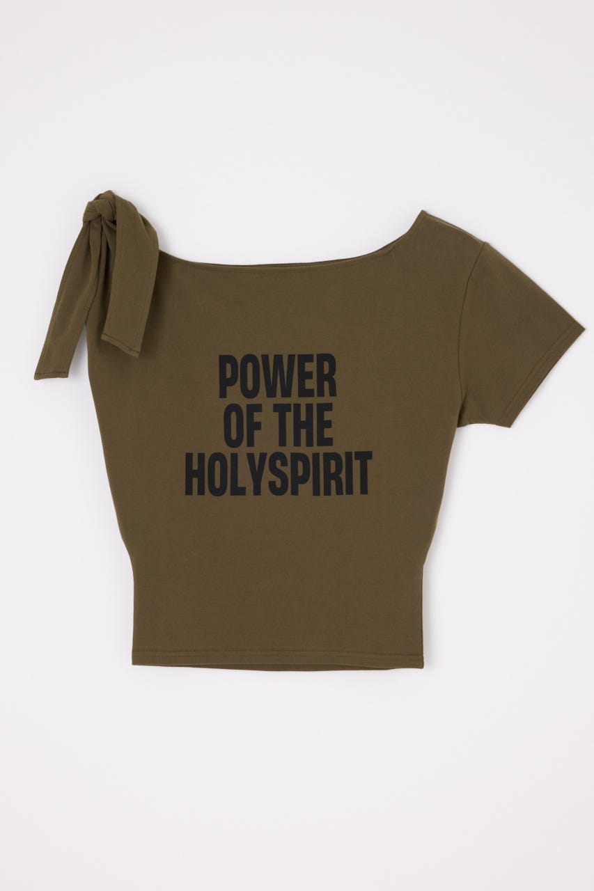 SHOULDER RIBBON PRINT トップス KHA FREE