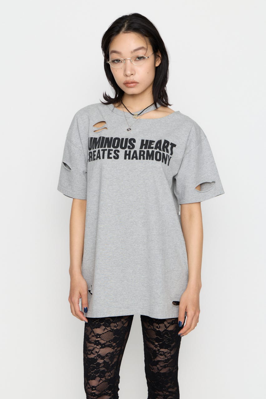 CRASH LETTER OVER Tシャツ T.GRY FREE