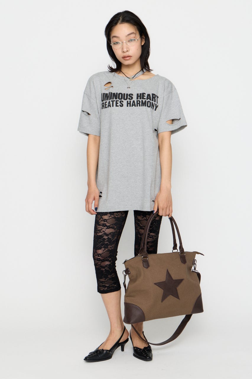 CRASH LETTER OVER Tシャツ T.GRY FREE
