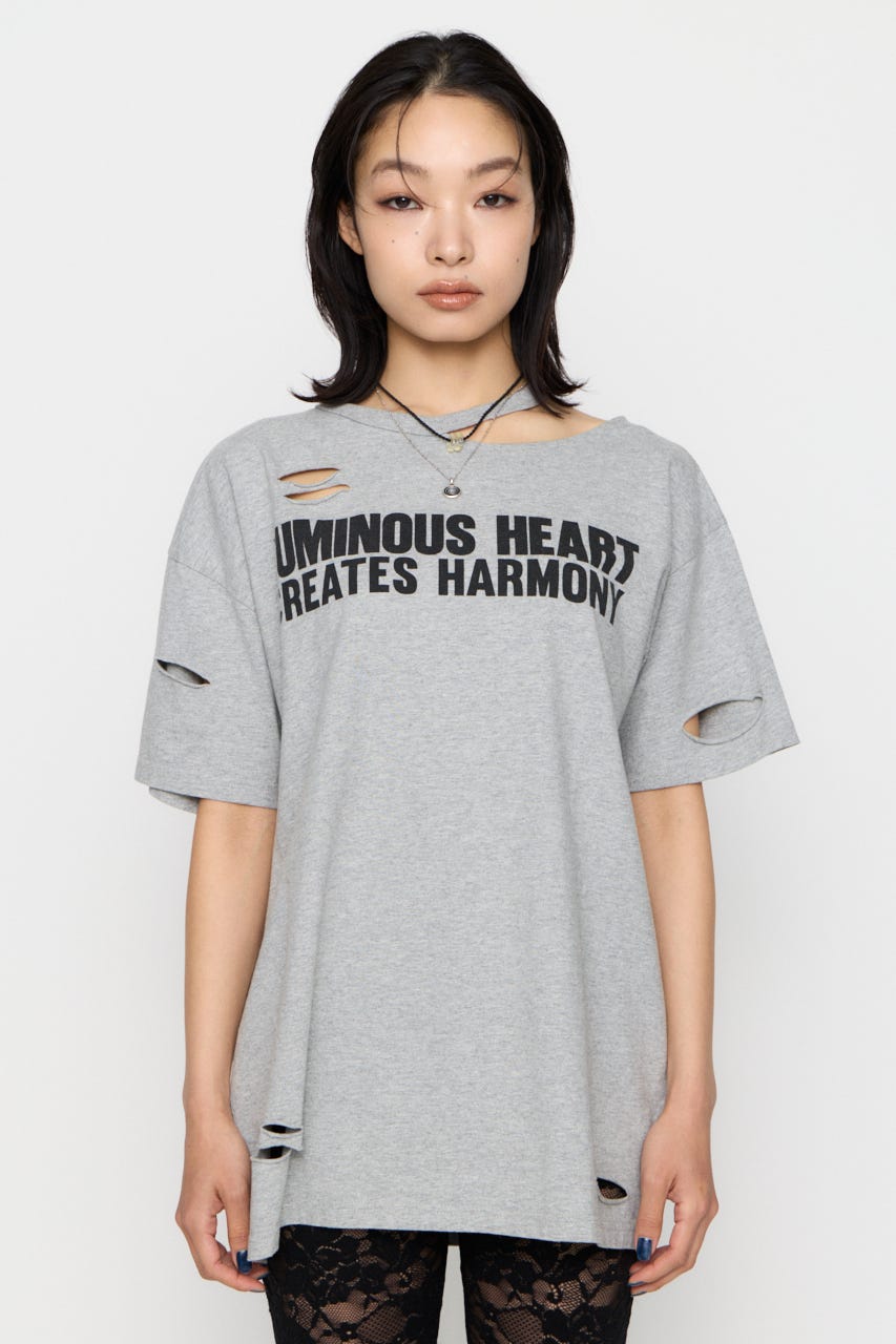 CRASH LETTER OVER Tシャツ T.GRY FREE