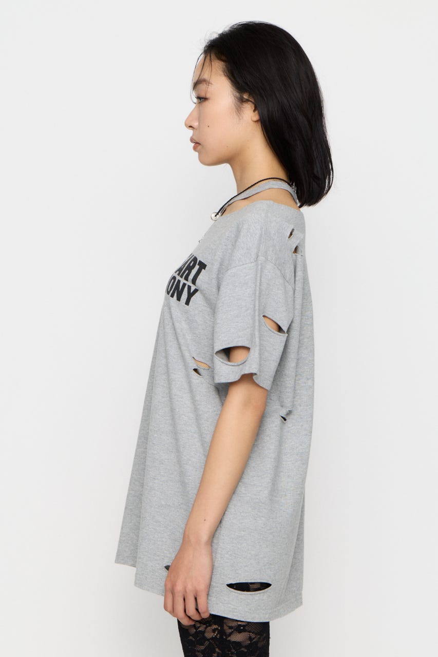 CRASH LETTER OVER Tシャツ T.GRY FREE