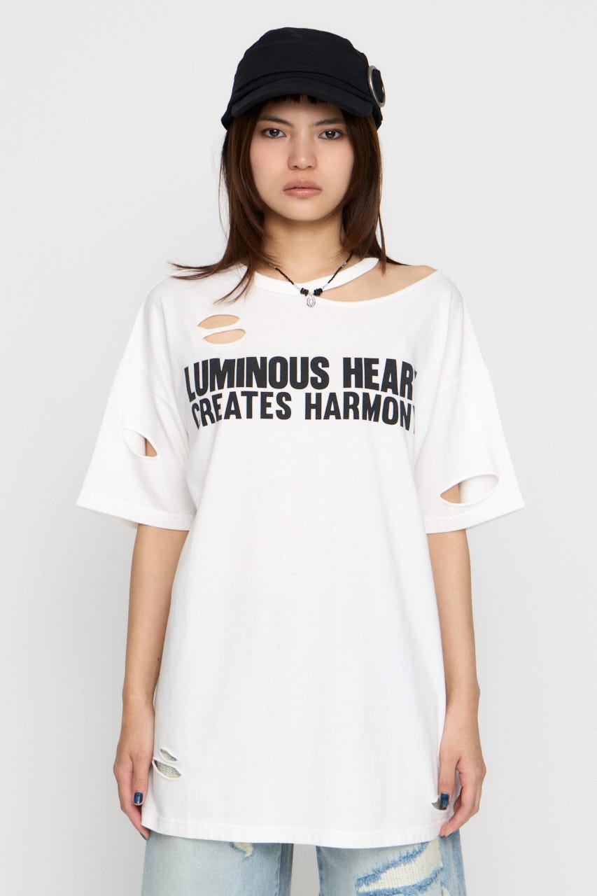 CRASH LETTER OVER Tシャツ WHT FREE