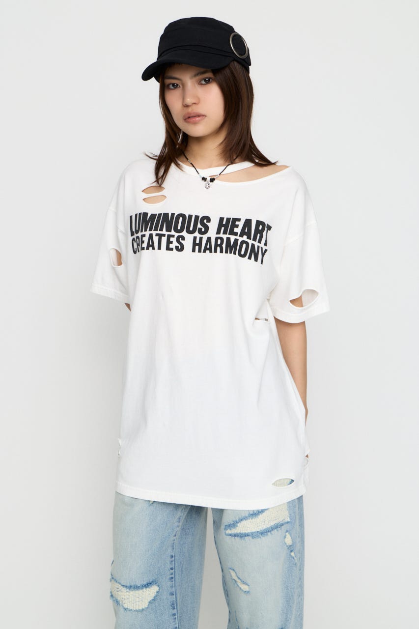 CRASH LETTER OVER Tシャツ WHT FREE