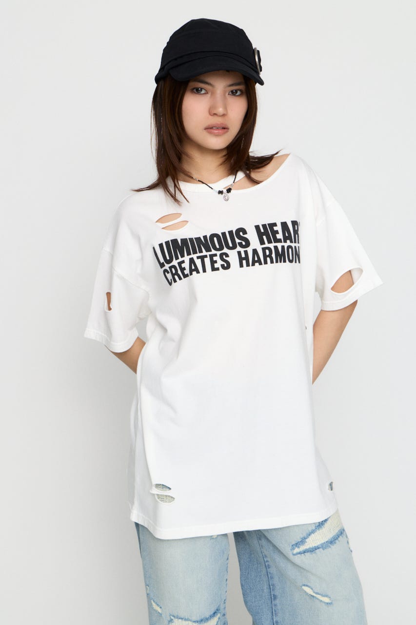 CRASH LETTER OVER Tシャツ WHT FREE