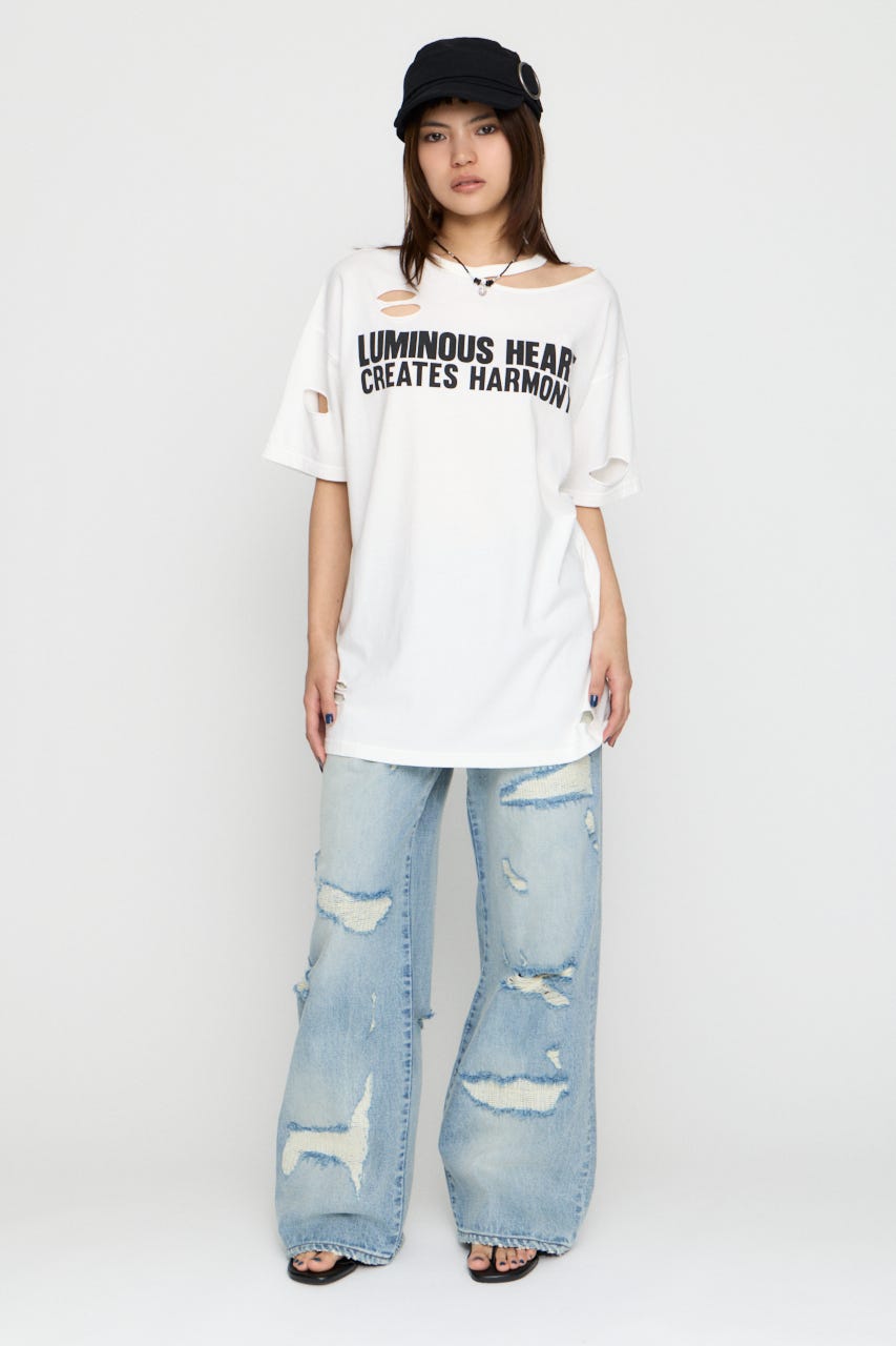 CRASH LETTER OVER Tシャツ WHT FREE