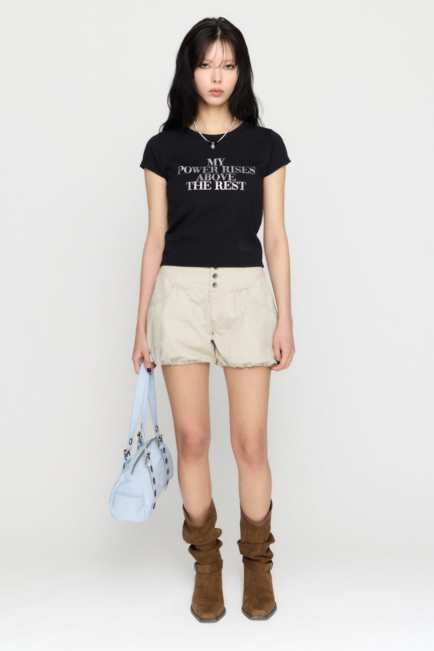 RHINESTONE MESSAGE Tシャツ BLK FREE