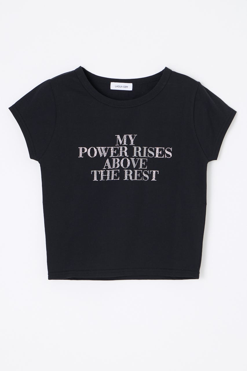 RHINESTONE MESSAGE Tシャツ BLK FREE