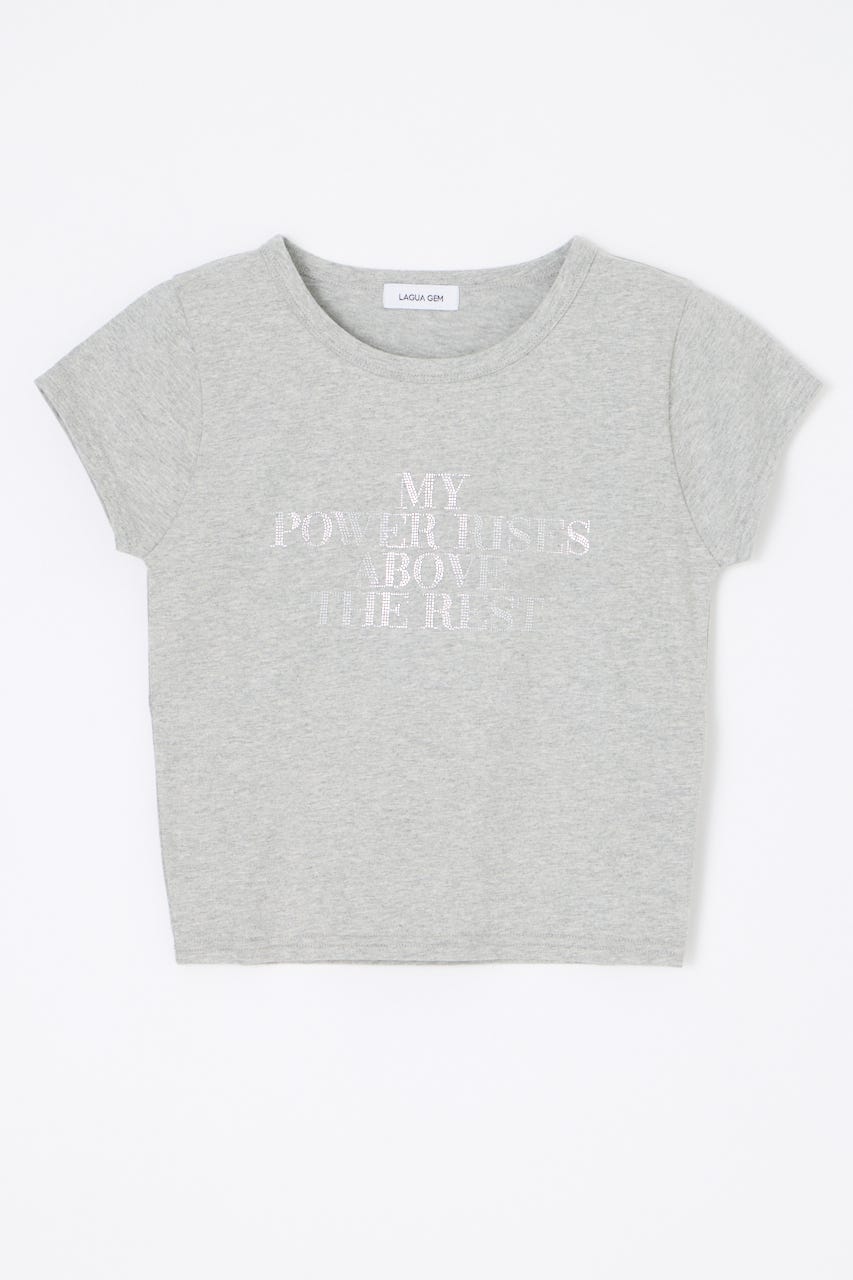 RHINESTONE MESSAGE Tシャツ GRY FREE