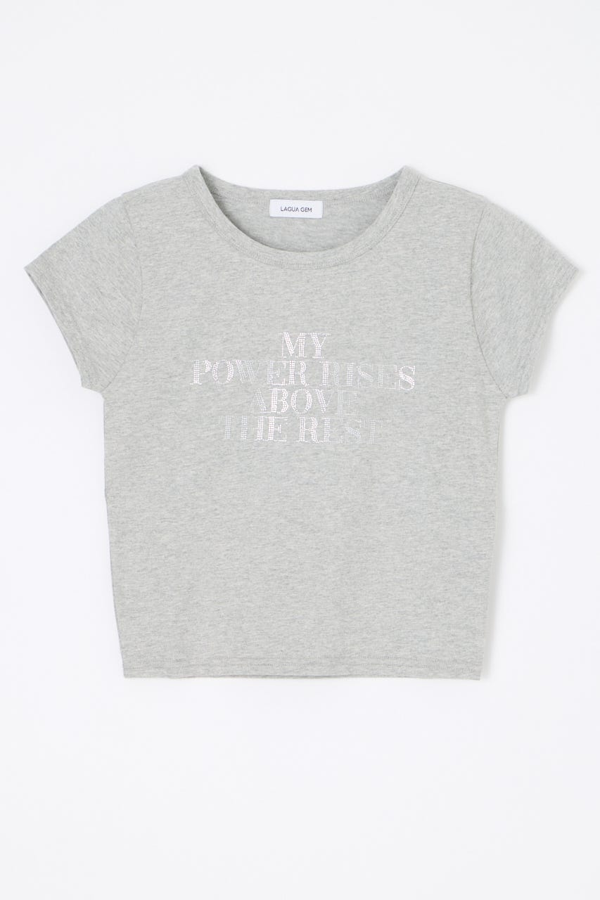 RHINESTONE MESSAGE Tシャツ GRY FREE