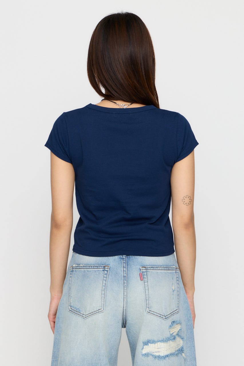 RHINESTONE MESSAGE Tシャツ NVY FREE