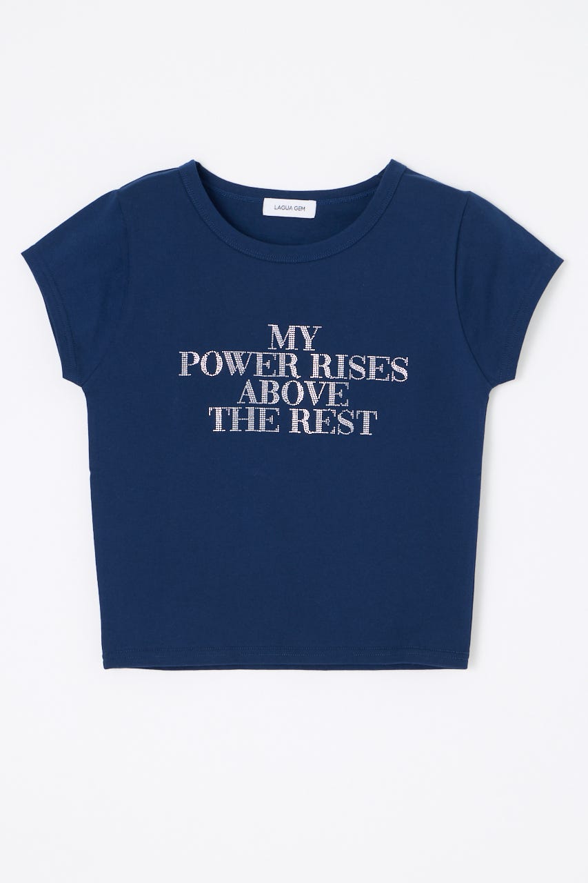 RHINESTONE MESSAGE Tシャツ NVY FREE