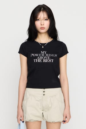 RHINESTONE MESSAGE Tシャツ