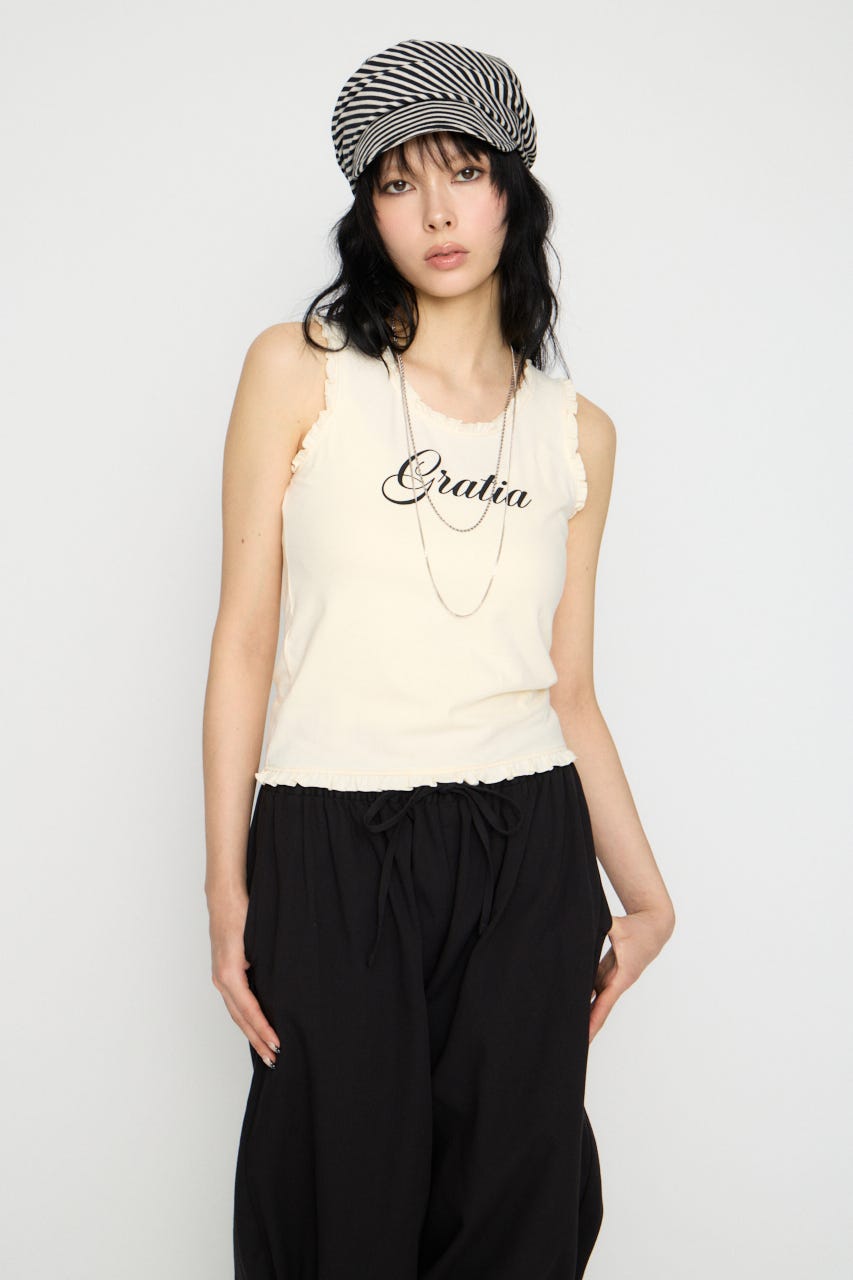 FRILL PRINT タンクトップ IVOY FREE