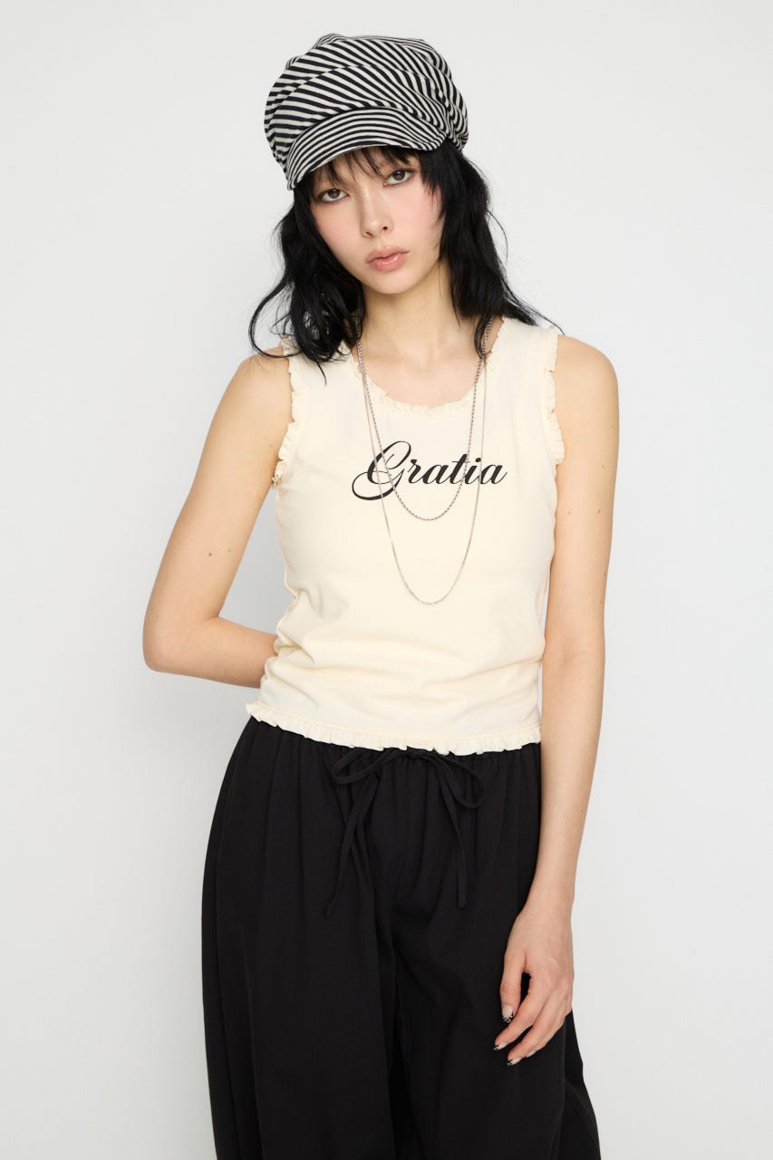 FRILL PRINT タンクトップ IVOY FREE