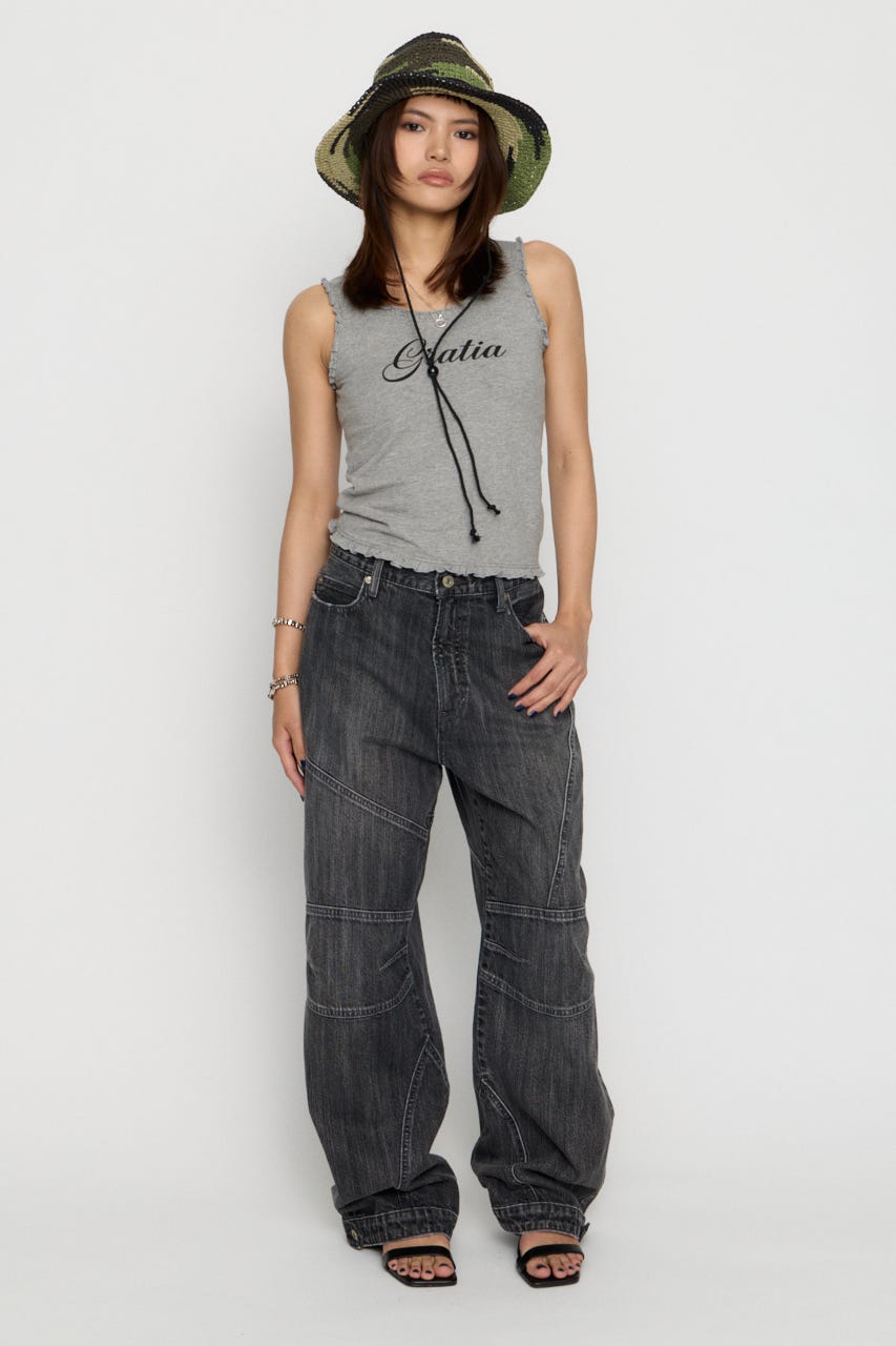 FRILL PRINT タンクトップ T.GRY FREE