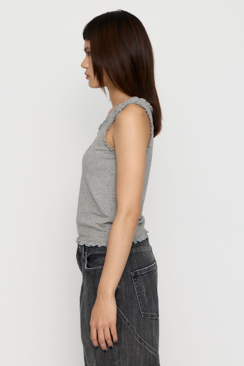 FRILL PRINT タンクトップ T.GRY FREE