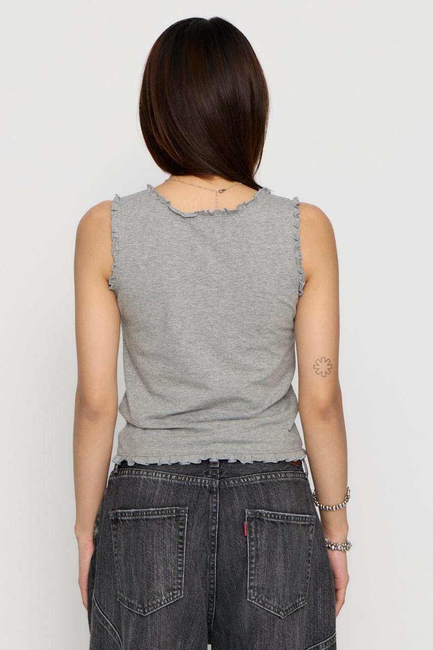 FRILL PRINT タンクトップ T.GRY FREE