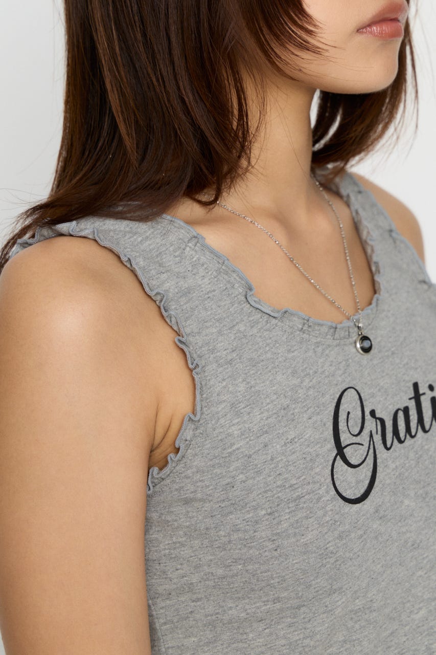 FRILL PRINT タンクトップ T.GRY FREE