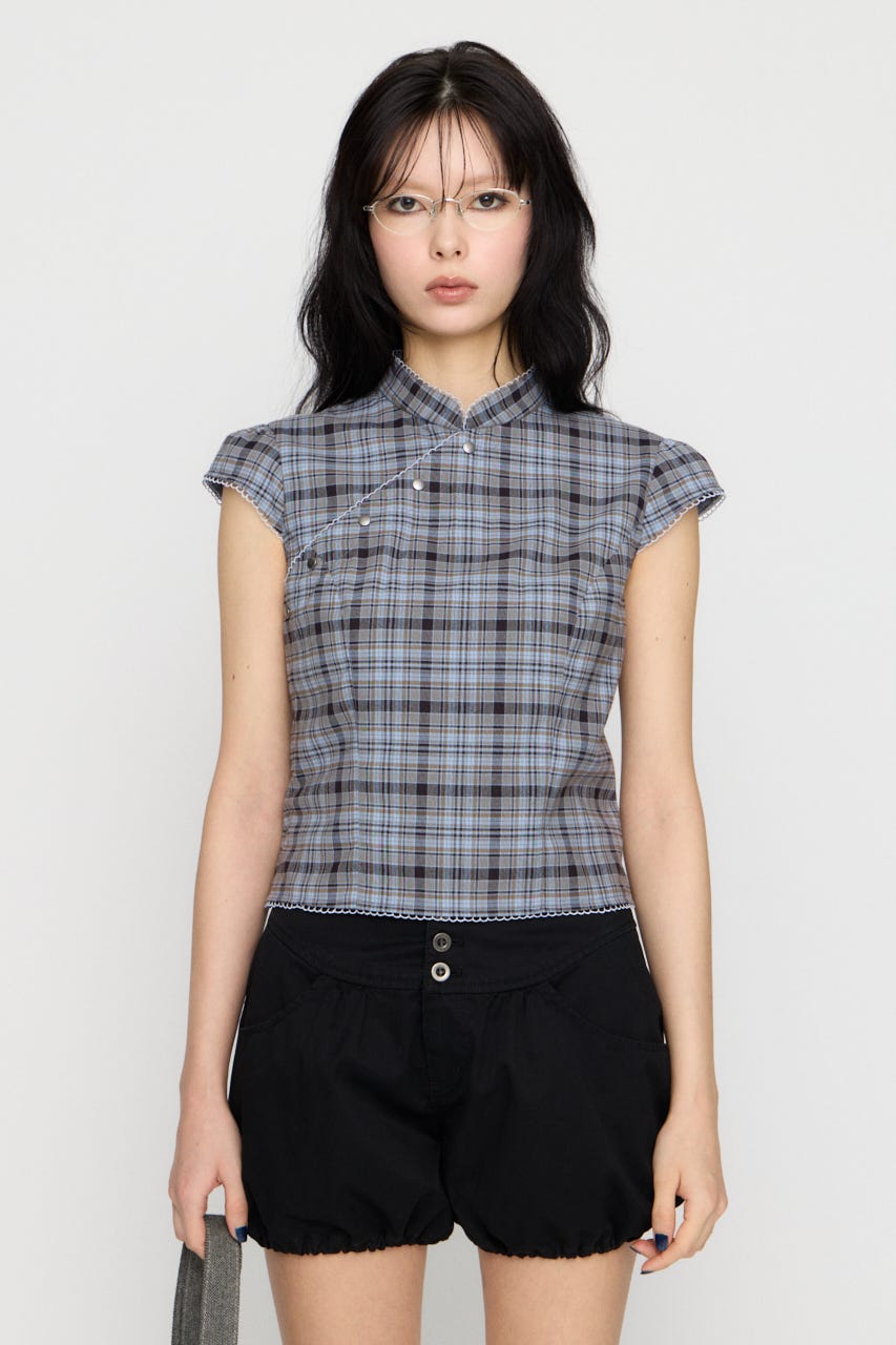 LILI×LAGUA BACK LACE UP トップス L/BLU FREE