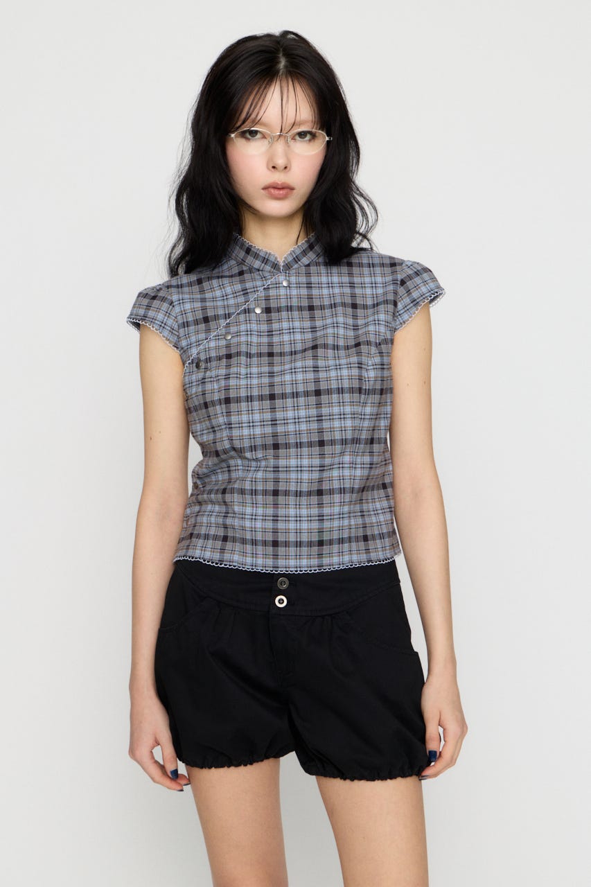 LILI×LAGUA BACK LACE UP トップス L/BLU FREE