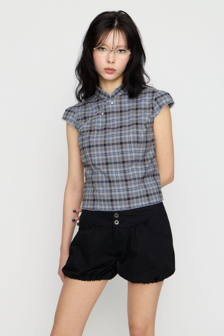 LILI×LAGUA BACK LACE UP トップス L/BLU FREE