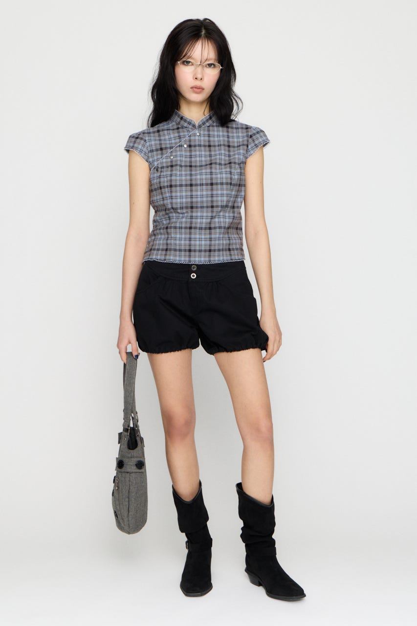 LILI×LAGUA BACK LACE UP トップス L/BLU FREE